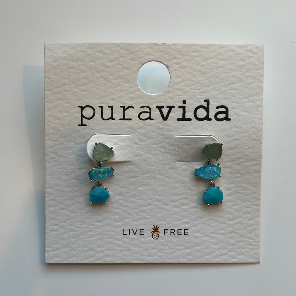NWT Pura Vida Gemstone Drop Earrings
